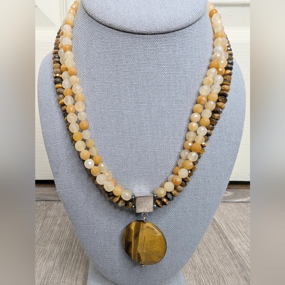 Jay King DTR Tigers Eye & Yellow Jasper Sterling Silver - EUC